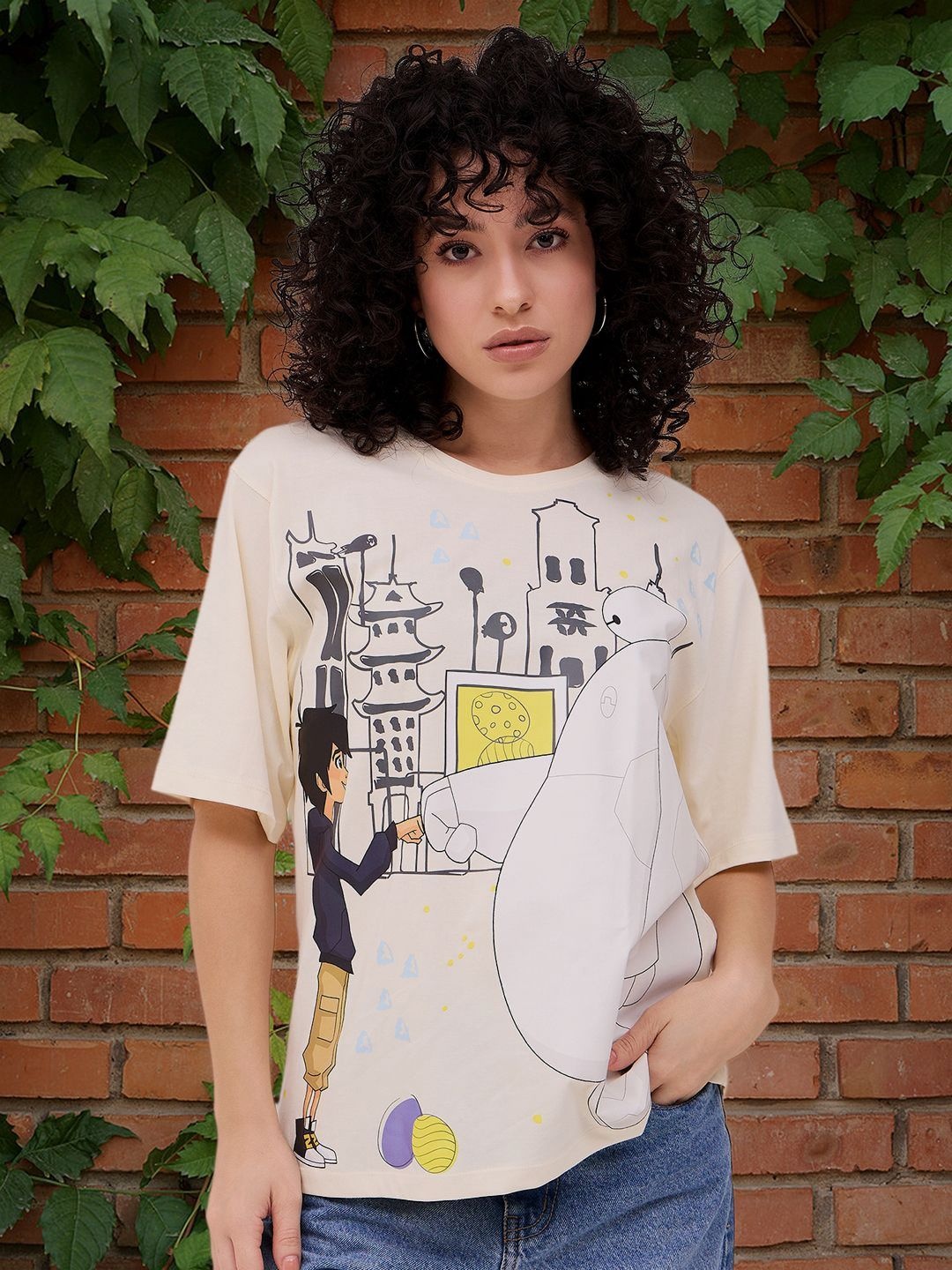

DressBerry Women Drop-Shoulder Sleeves T-shirt, Beige