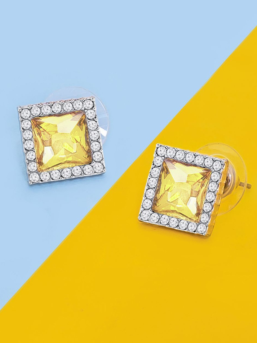 

ZIVOM Square Studs Earrings, Yellow