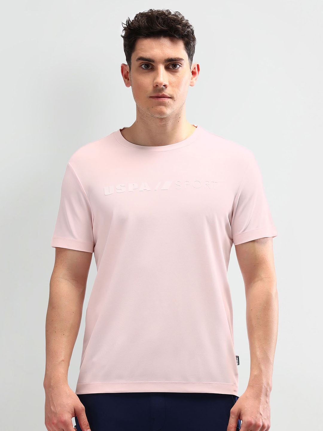 

U.S. Polo Assn. Men Brand Logo Printed Slim Fit T-shirt, Pink