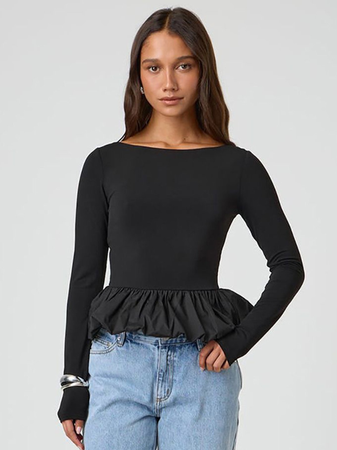 

StyleCast x Revolte Women Peplum Top, Black