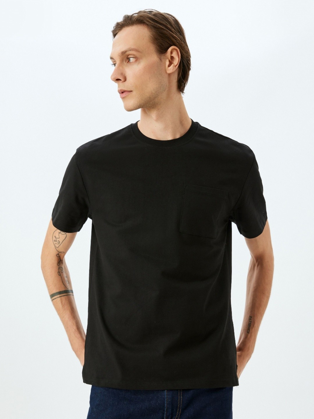 

Koton Men Solid Round Neck Cotton T-shirt, Black