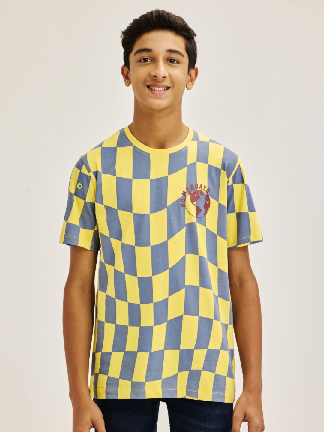 

NO MONDAYS Boys Typography Printed Pure Cotton Pockets T-shirt, Yellow