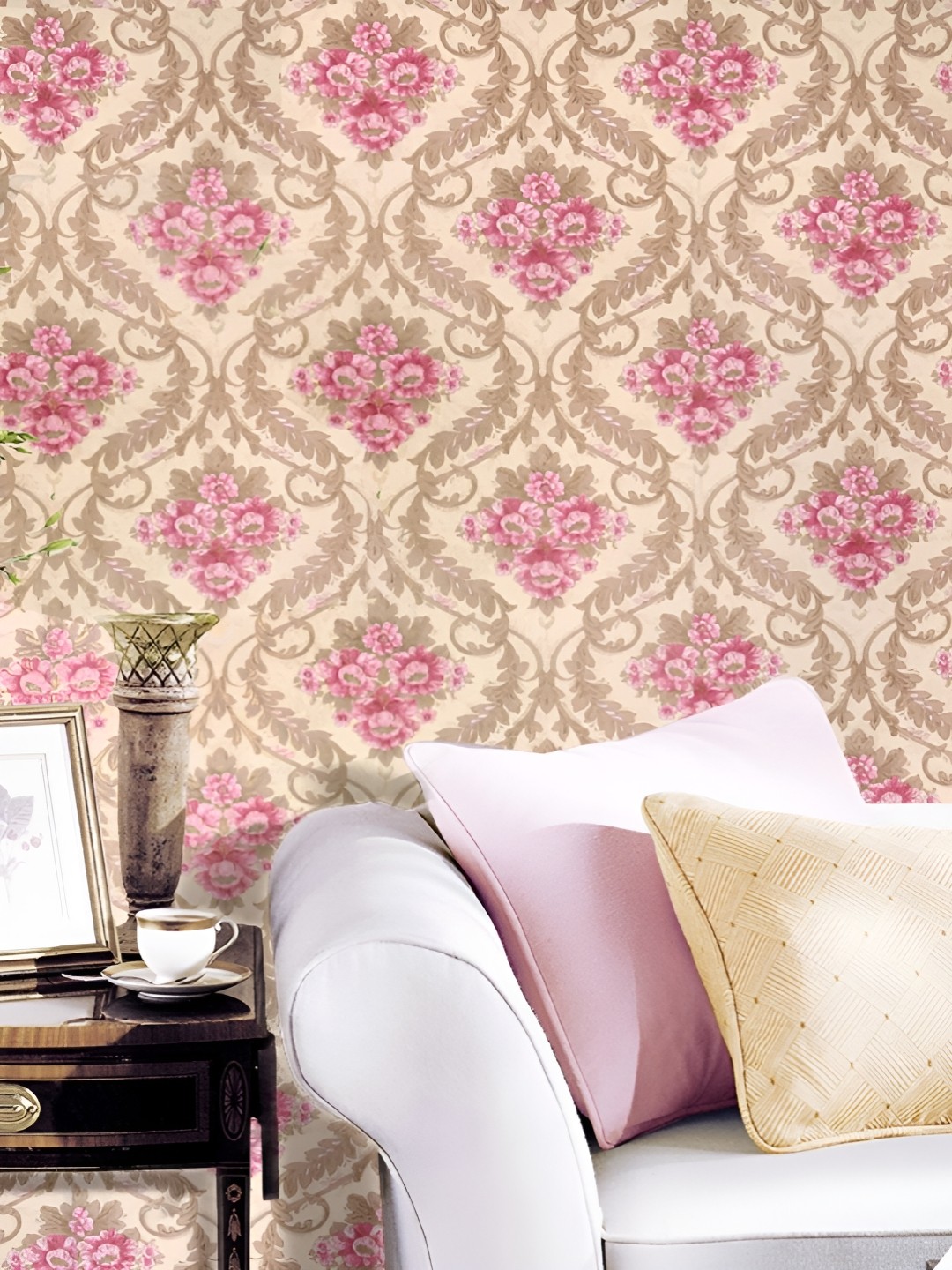 

Asian royal Beige & Pink Printed Waterproof Wallpaper