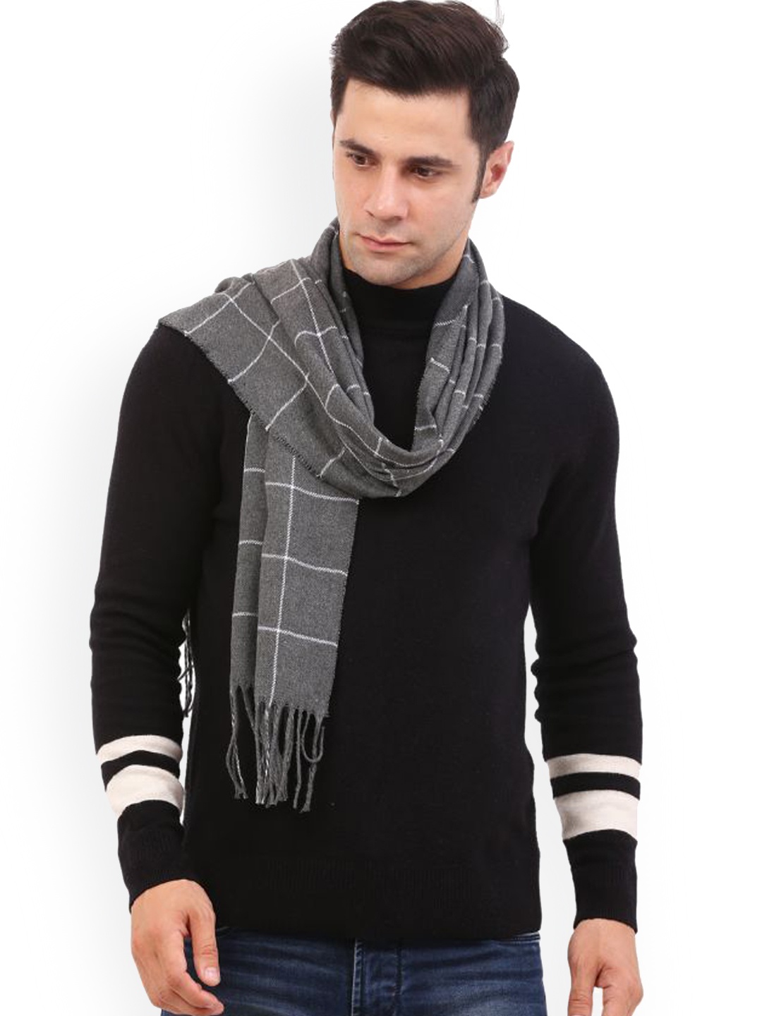 

Cazzano Men Checked Mufflers, Grey