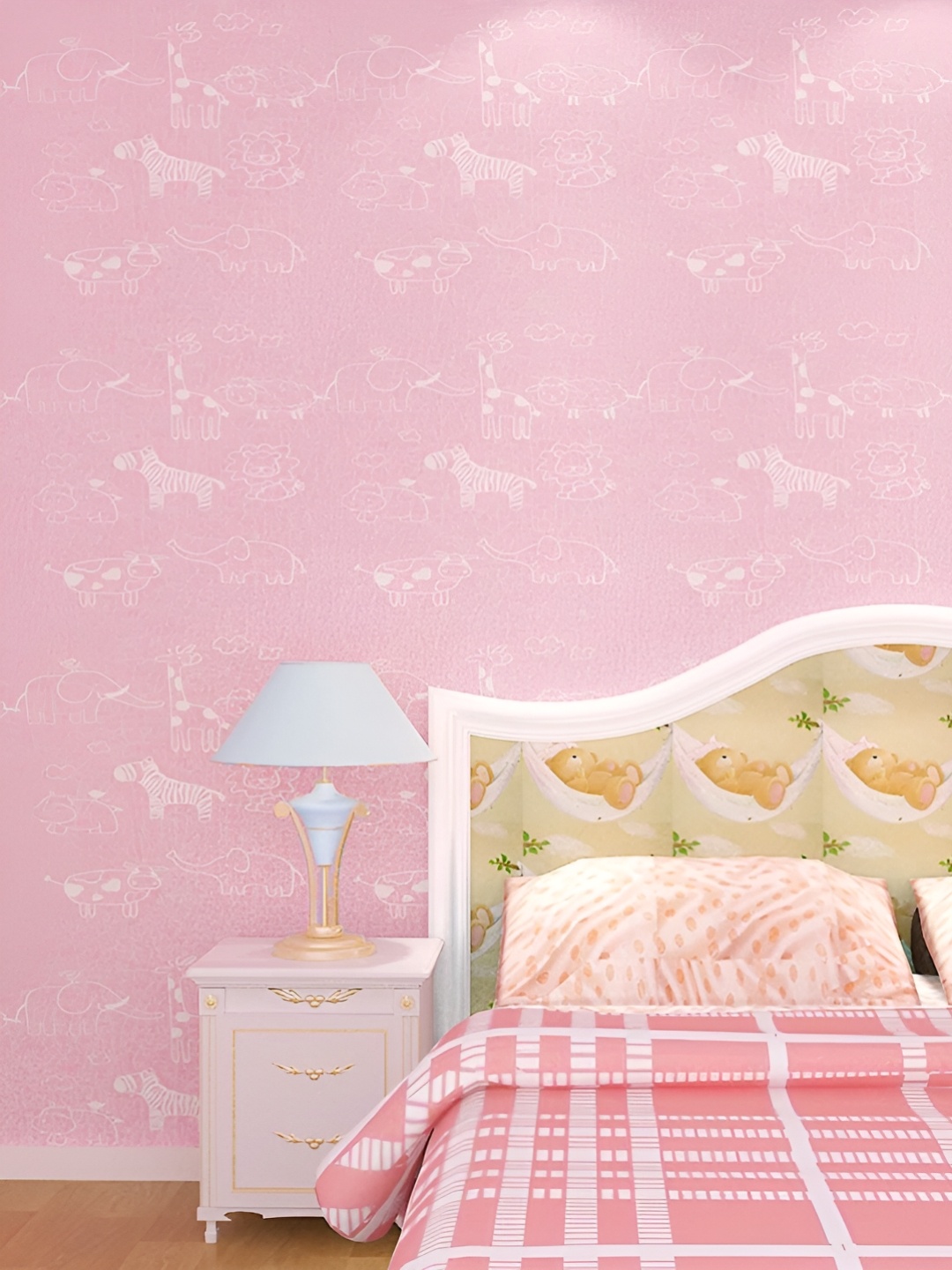 

Asian royal Pink Animal Printed Waterproof Wallpaper