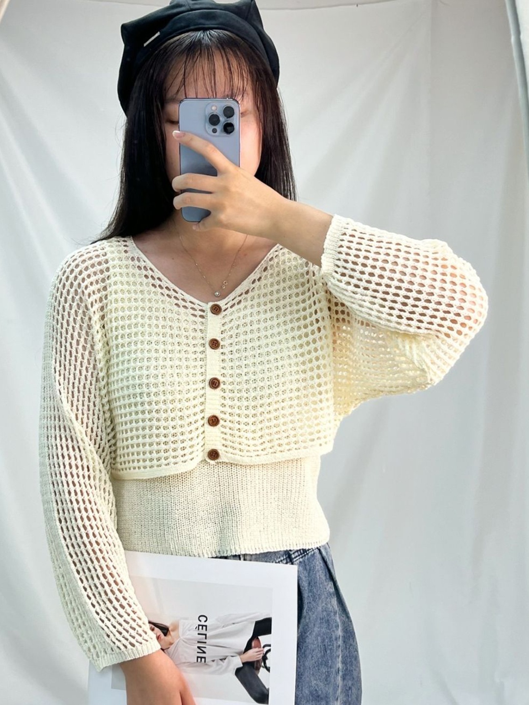 

StyleCast Women V-Neck Long Sleeves Front-Open Sweaters, Cream