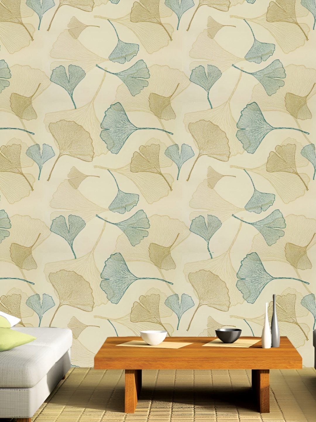 

Asian royal Beige & Green Floral Printed Self-Adhesive Waterproof Wallpaper