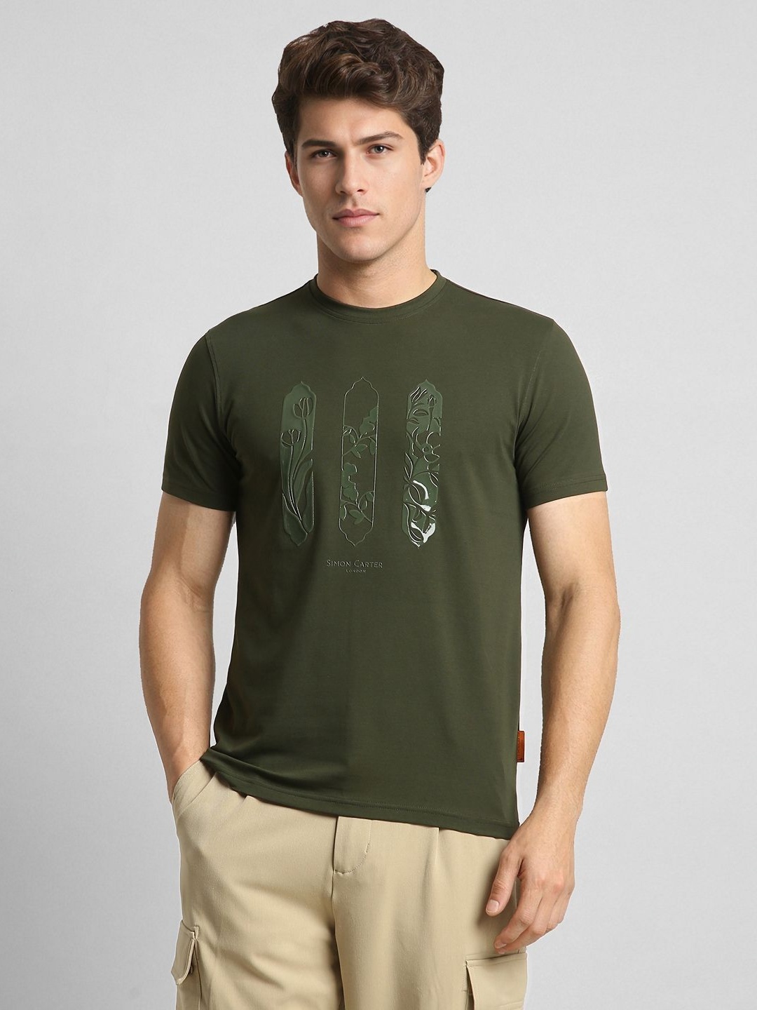 

SIMON CARTER LONDON Men Printed Slim Fit T-shirt, Green