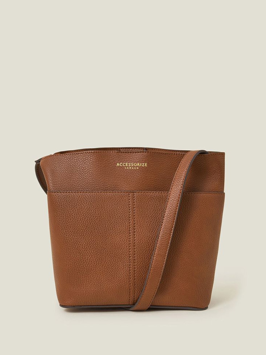 

Accessorize PU Bucket Sling Bag with Quilted, Tan