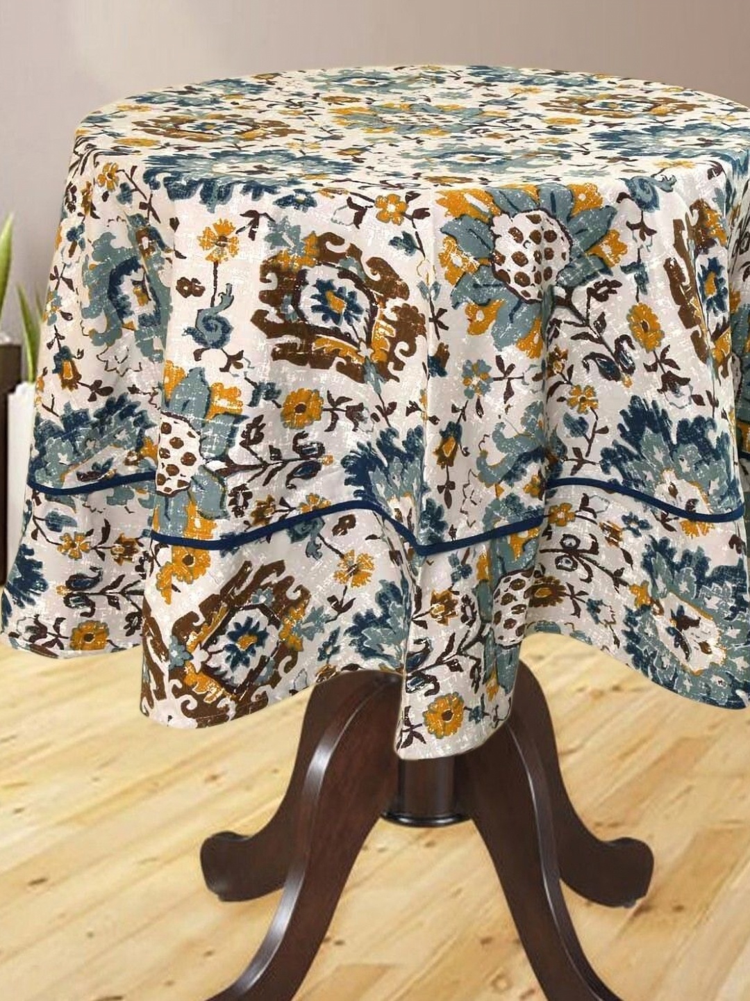

BILBERRY Furnishing by preeti grover Beige Cotton Round 6-Seater Table Cover