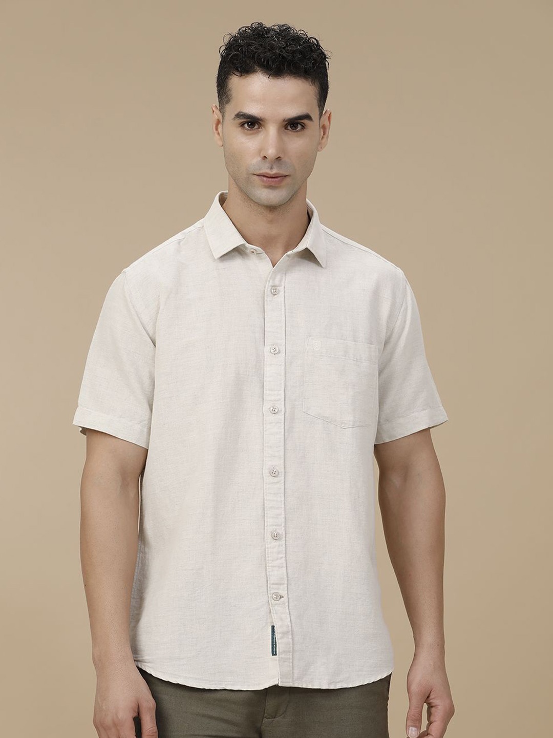 

Linen Club Contemporary Linen Slim Fit Opaque Casual Shirt, Beige