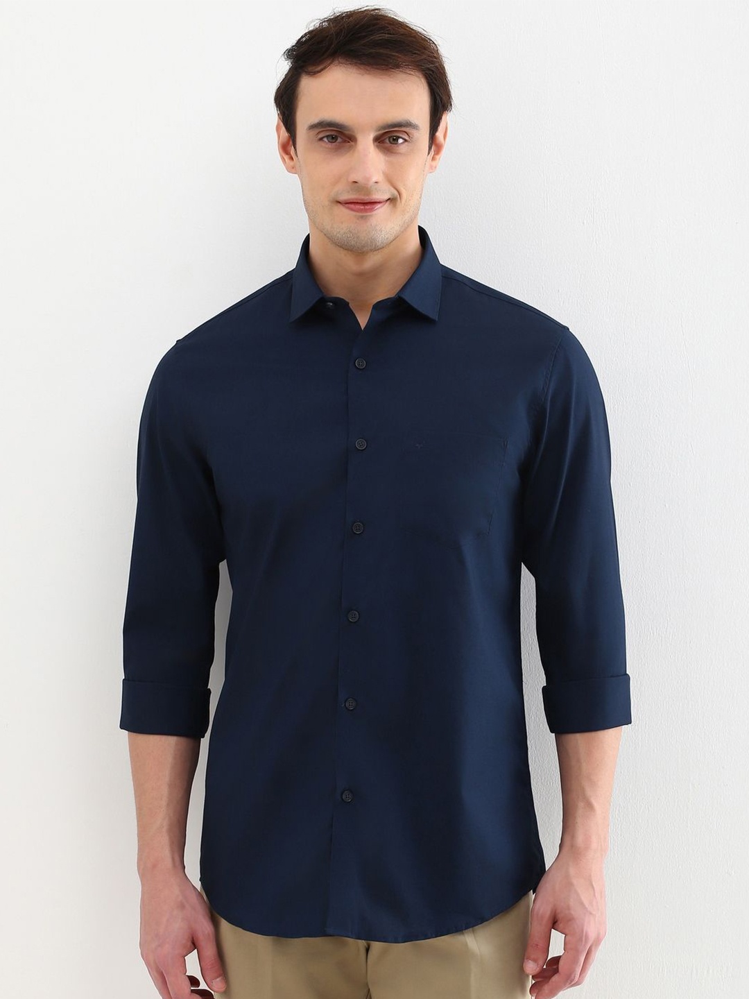 

Allen Solly Men Slim Fit Opaque Casual Shirt, Navy blue