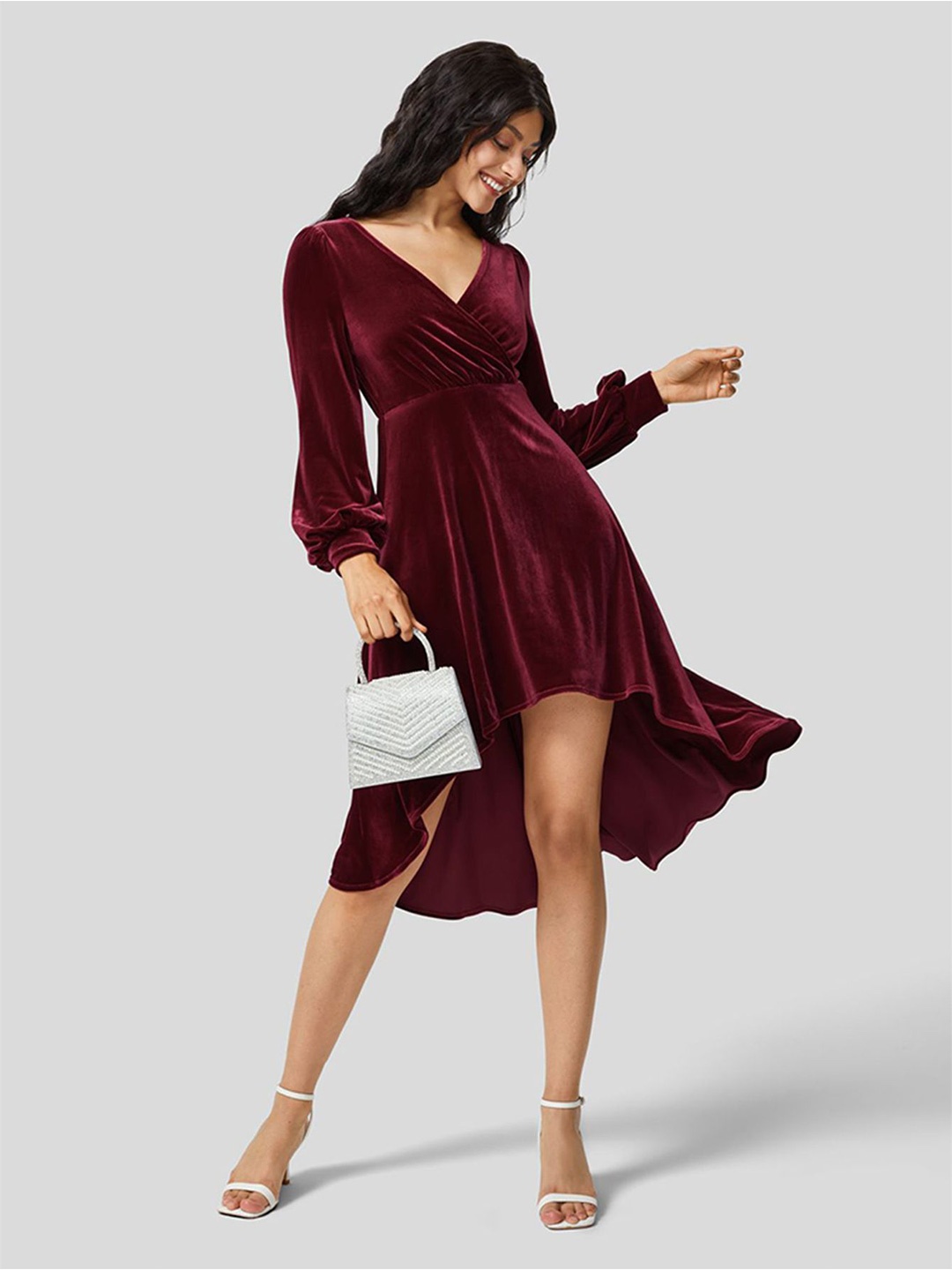 

HERE&NOW Fit & Flare Dress, Burgundy