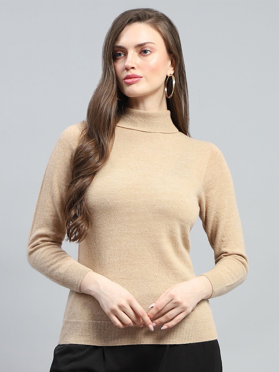 

Monte Carlo Women Turtle Neck Pullover Sweater, Beige