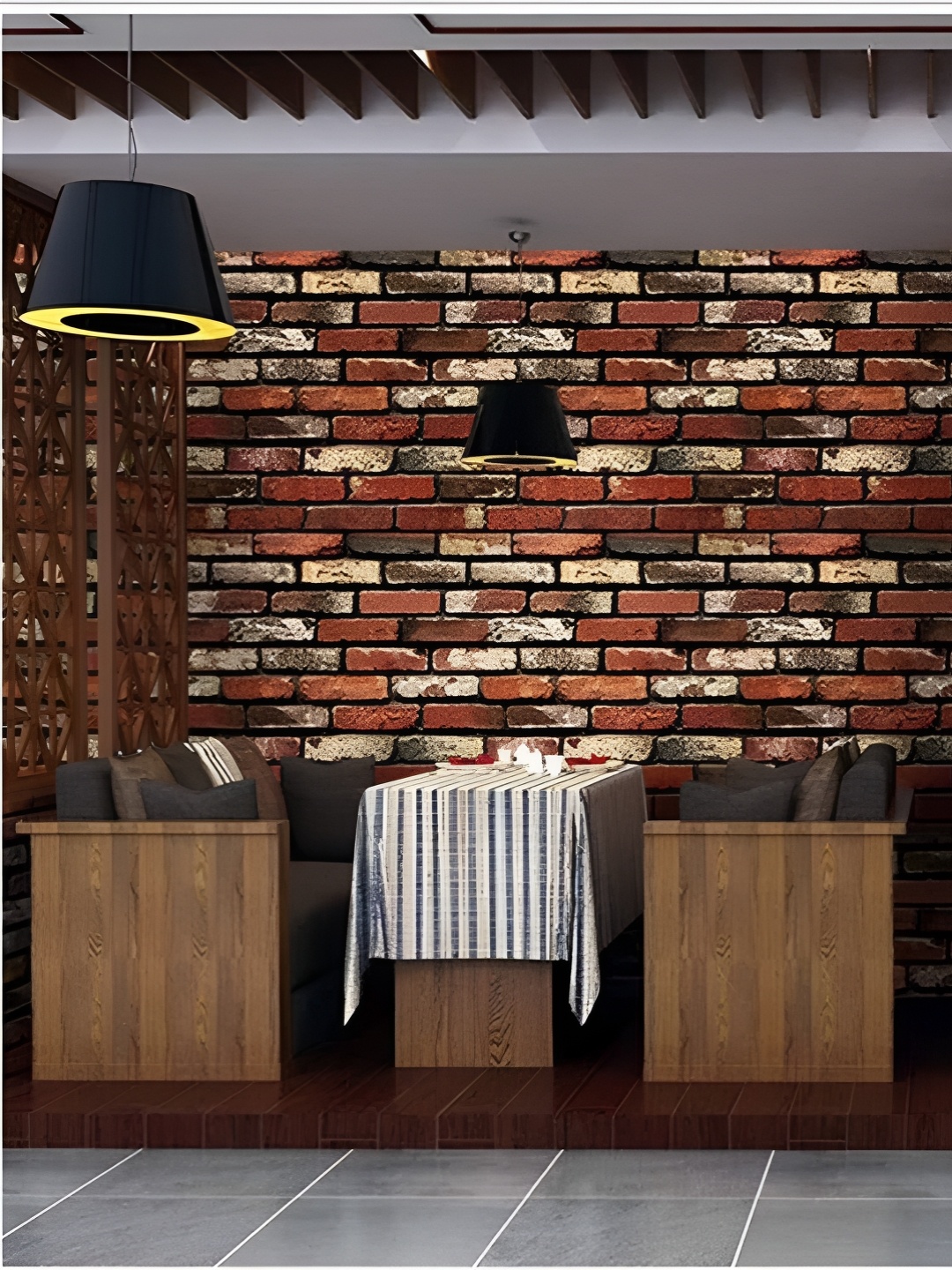 

Asian royal Brown & Cream Colored Printed Self-Adhesive Wallpaper