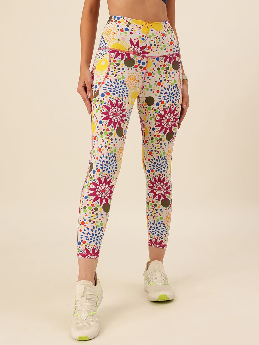 

CUKOO Women Printed Rapid-Dry Tights, Yellow