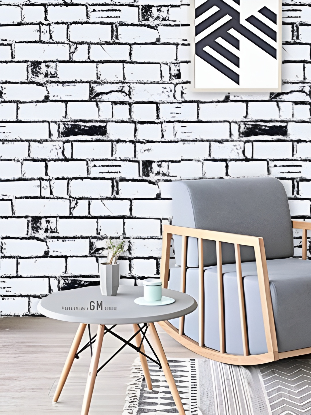 

Asian royal Black & White Printed Self-Adhesive Waterproof Wallpaper