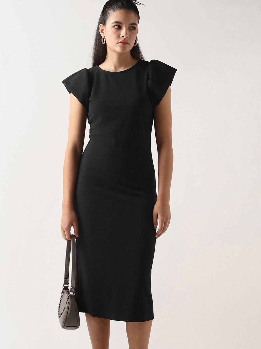 

Bewakoof Women Round Neck Bodycon Dress, Black