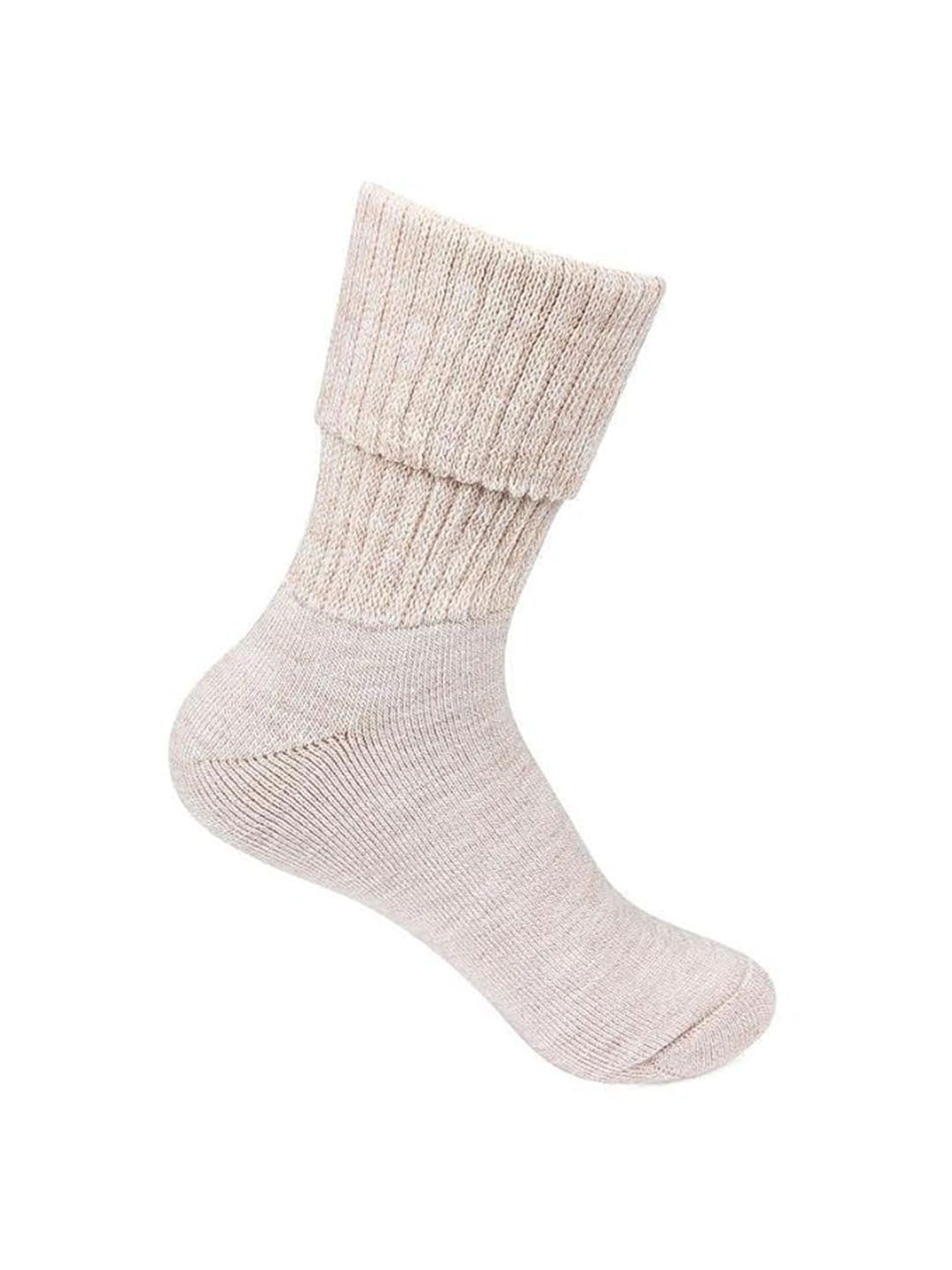 

Bonjour Women Cotton Calf Length Winter Socks, Cream