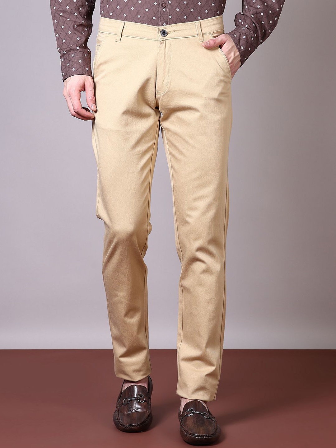 

V-Mart Men Cotton Chinos Trouser, Beige