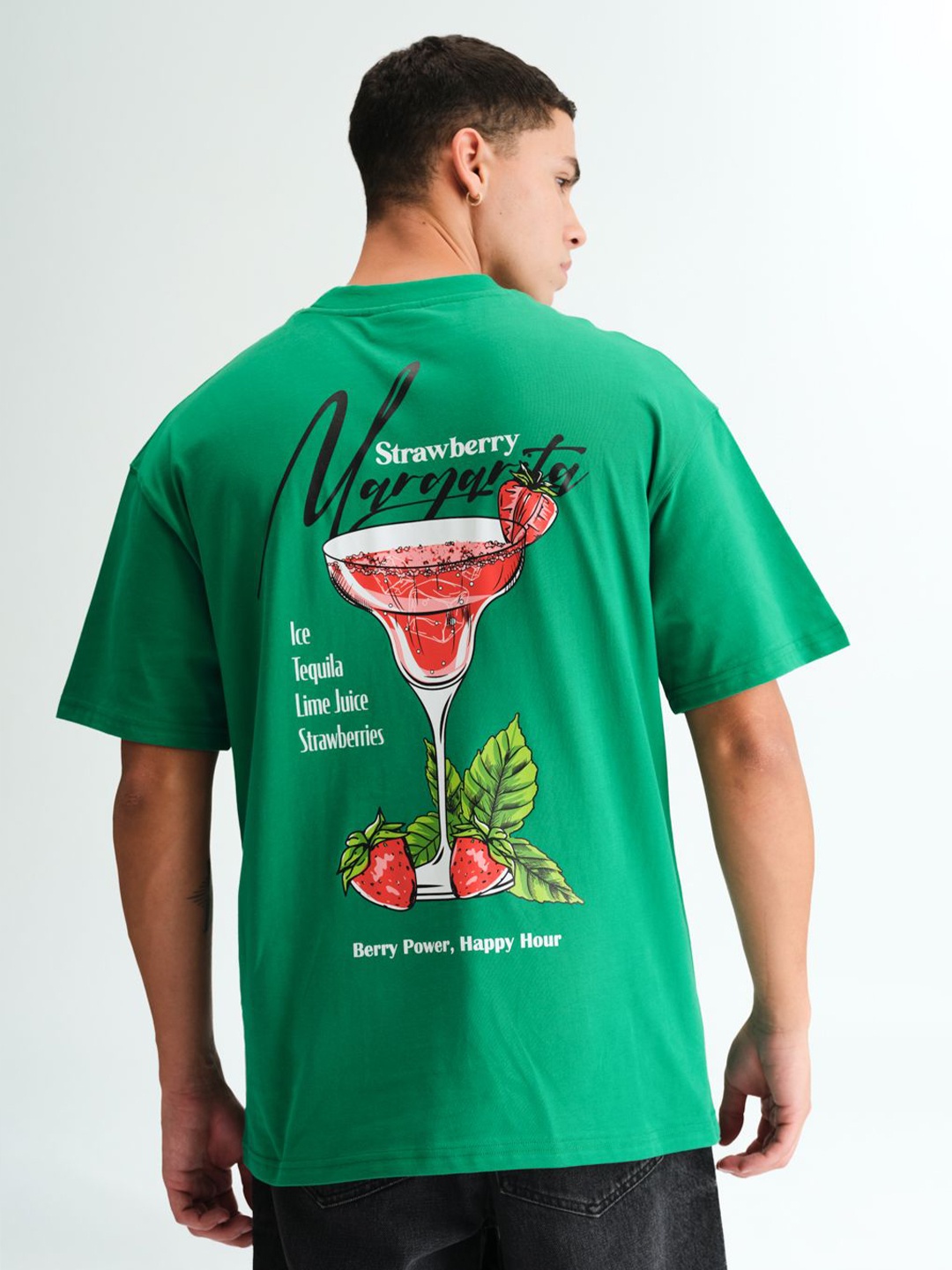 

Bonkers Corner Men High Neck Drop-Shoulder Sleeves Pockets T-shirt, Green