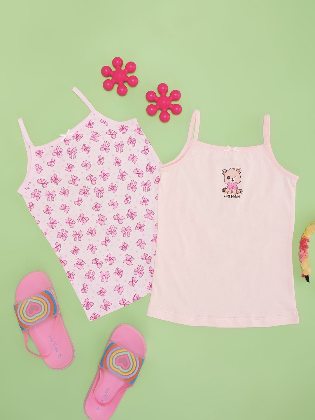 

Pantaloons Junior Girls Pack Of 2 Printed Cotton Camisoles, Pink
