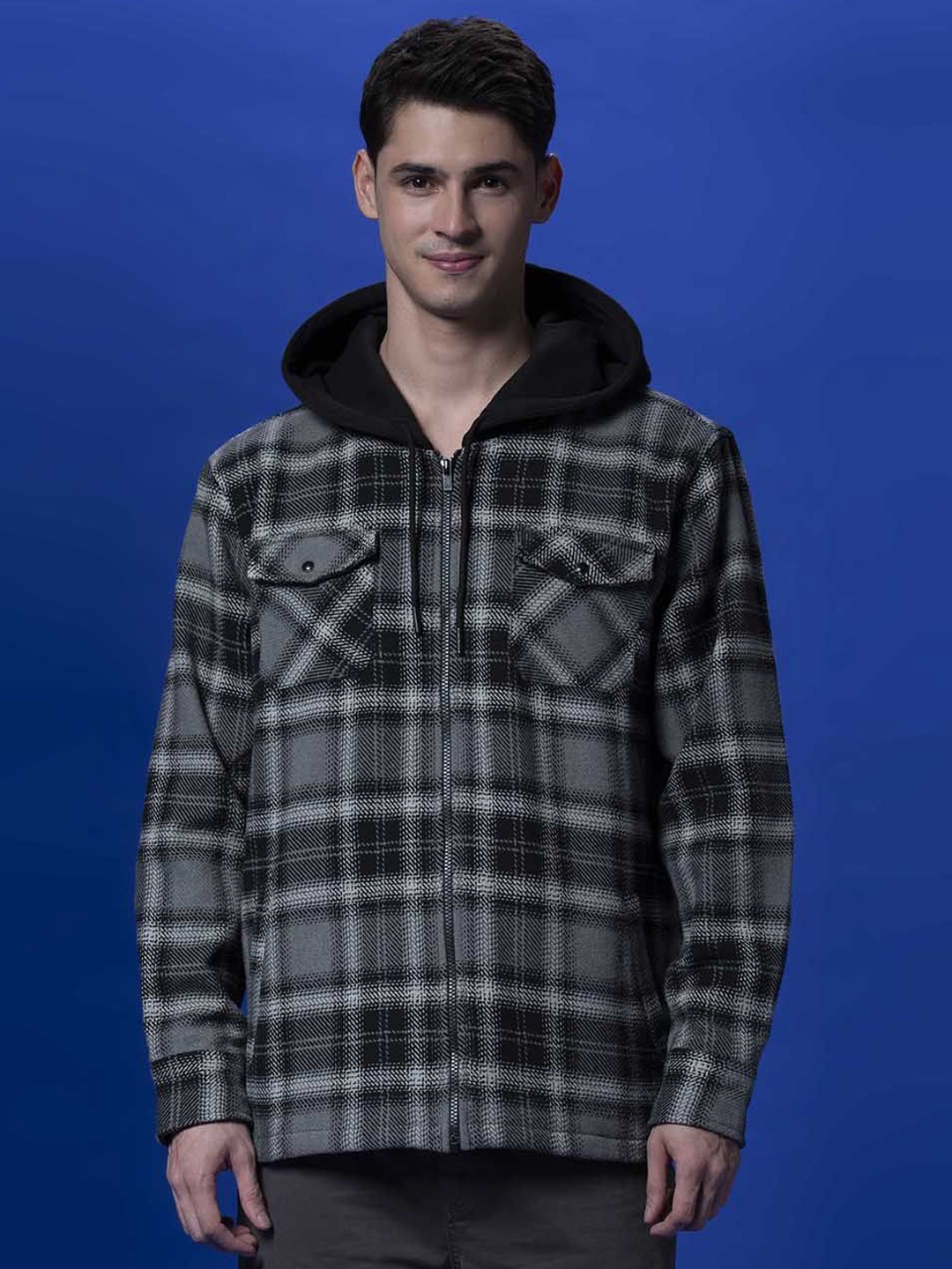 

Pepe Jeans Men Checked Tailored Jacket with Patchwork, Black