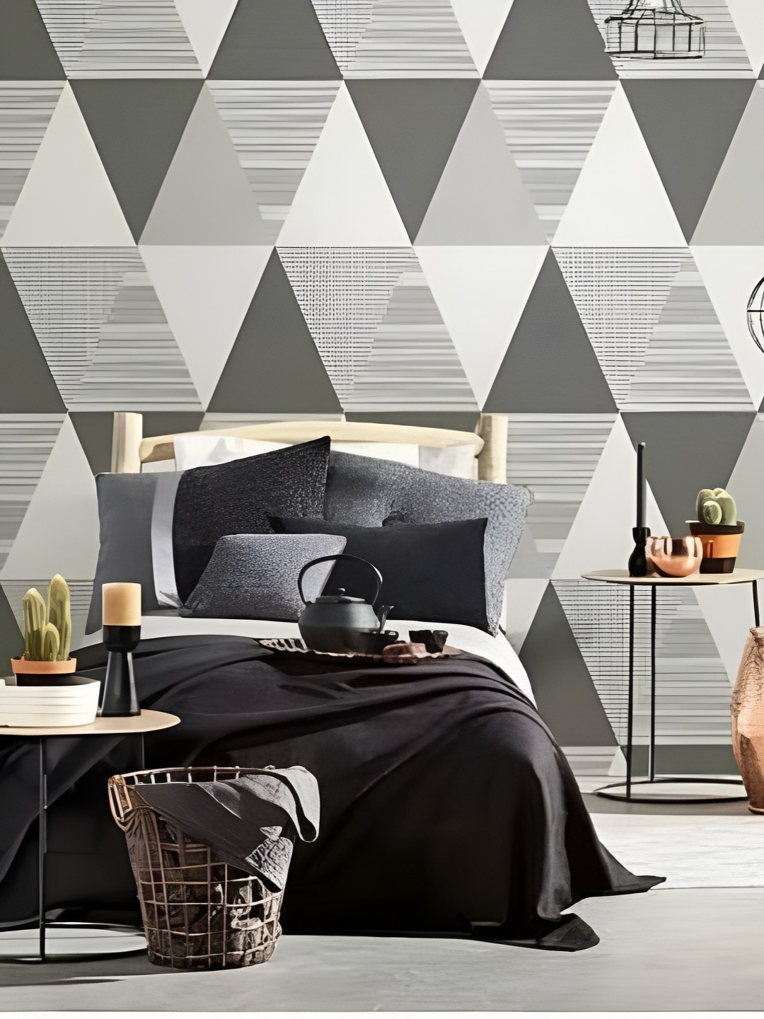 

Asian royal Grey & White Geometric Printed Waterproof Wall Sticker