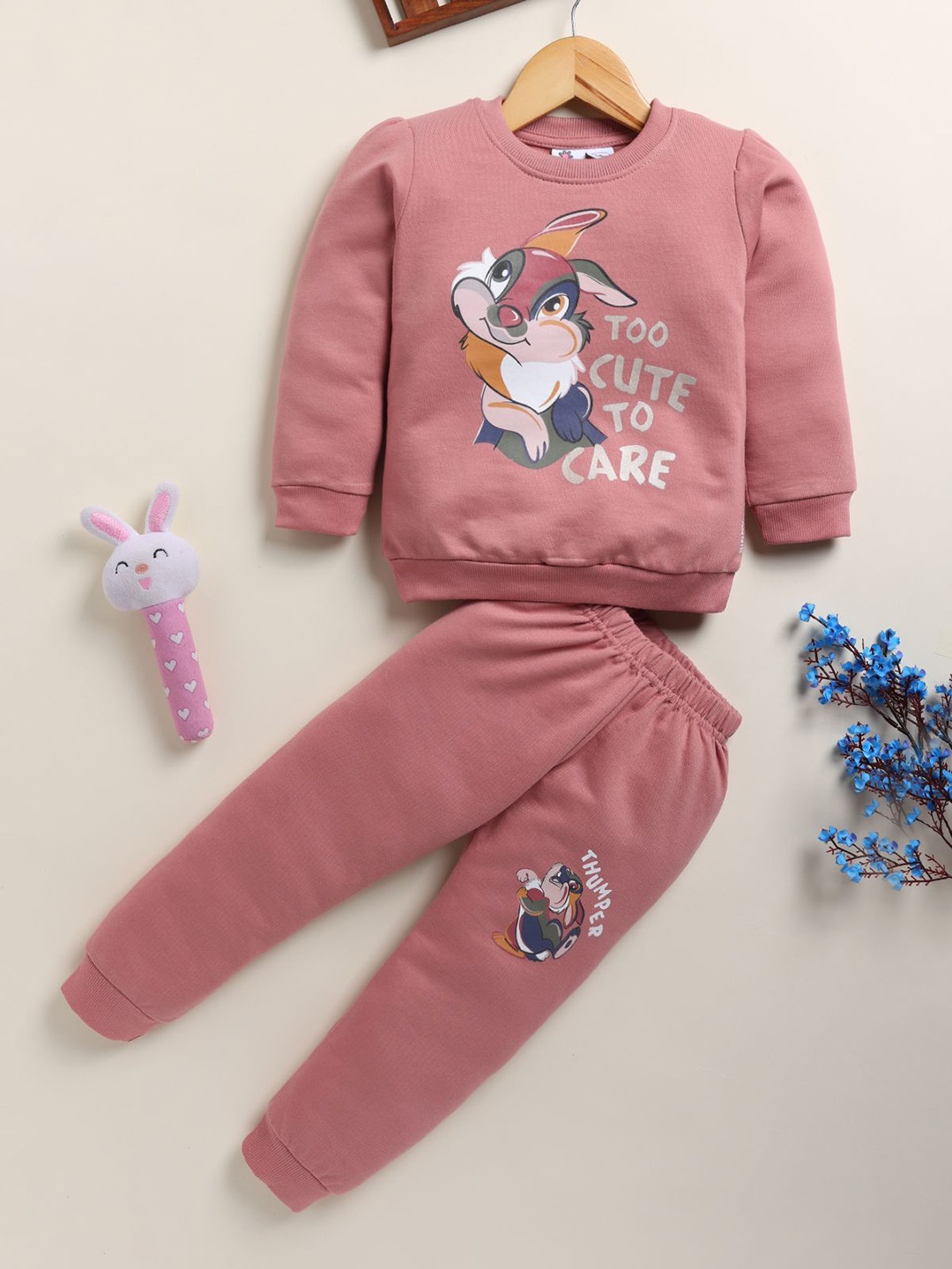 

Annie Girls Printed Pure Cotton Sweatshirt with Joggers, Pink