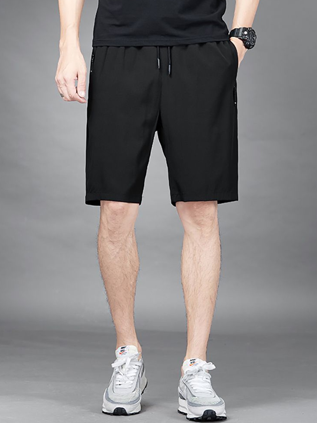 

StyleCast x Revolte Men Mid-Rise Rapid-Dry Regular Fit Shorts, Black