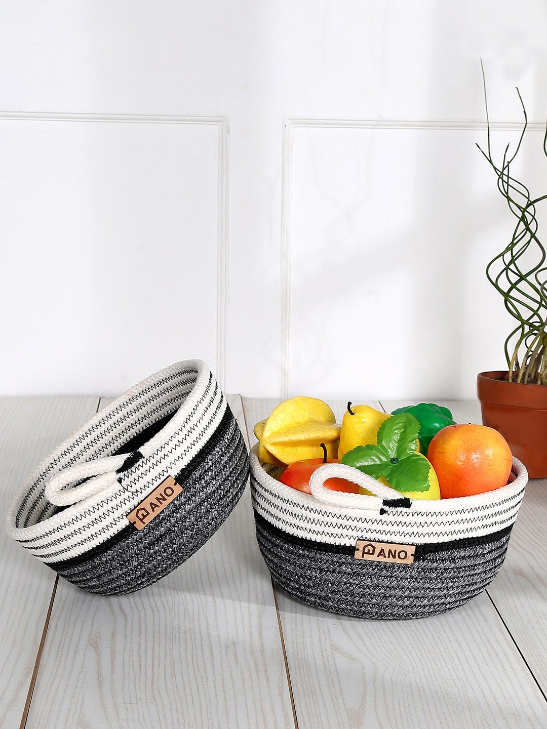 

Pano Grey and White 2 Pieces Storage Basket Organisers