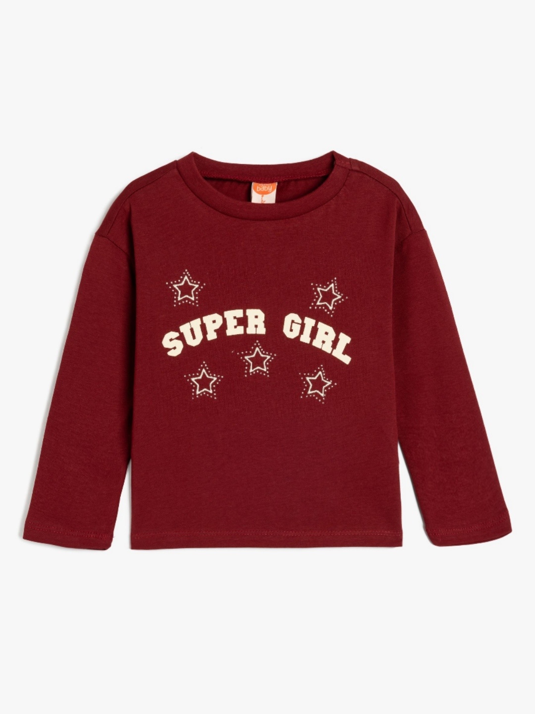 

Koton Girls Typography Printed Round Neck Cotton T-shirt, Maroon