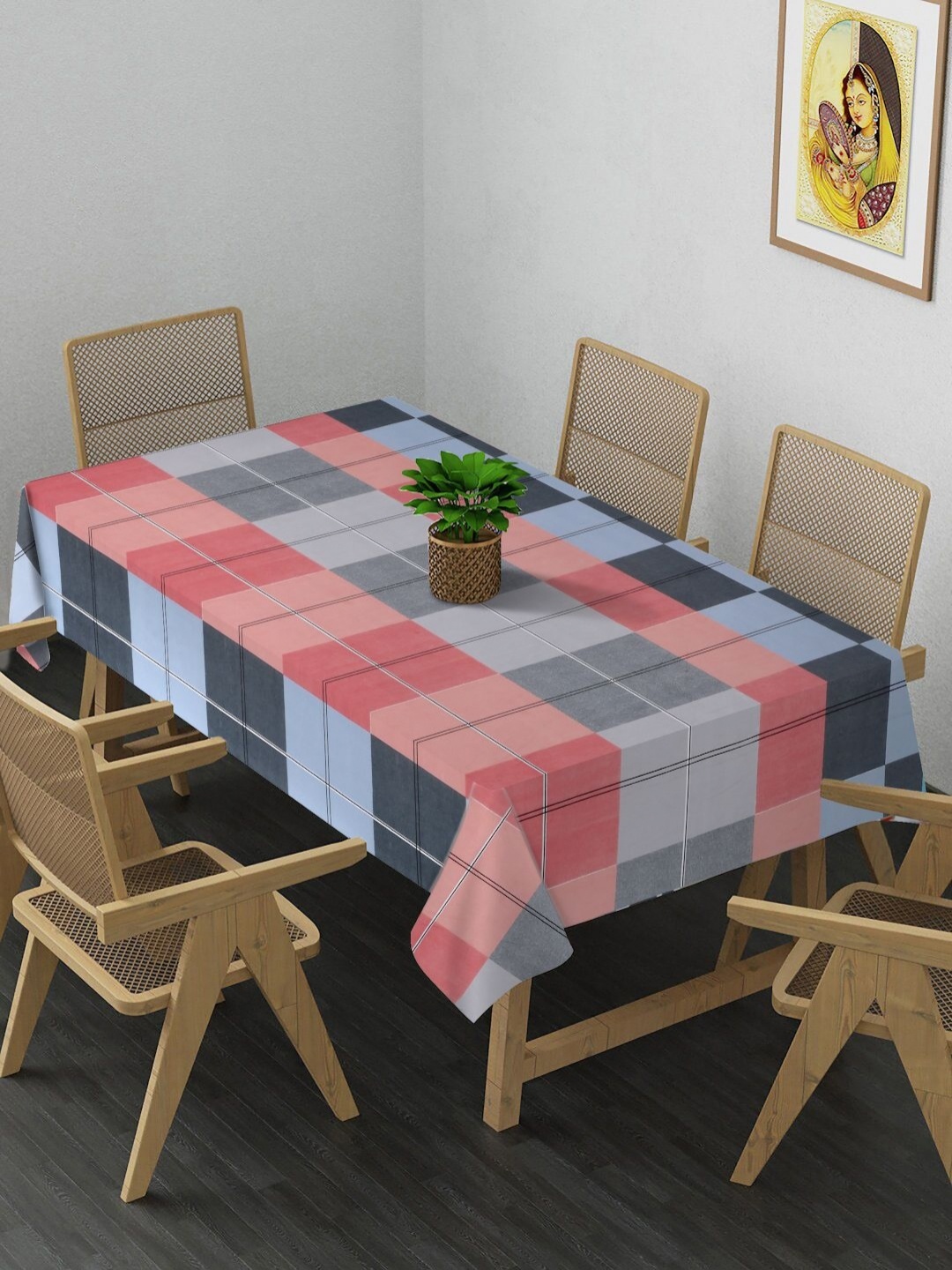 

Arrabi Pink & Blue Geometric Printed 8-Seater Table Cover