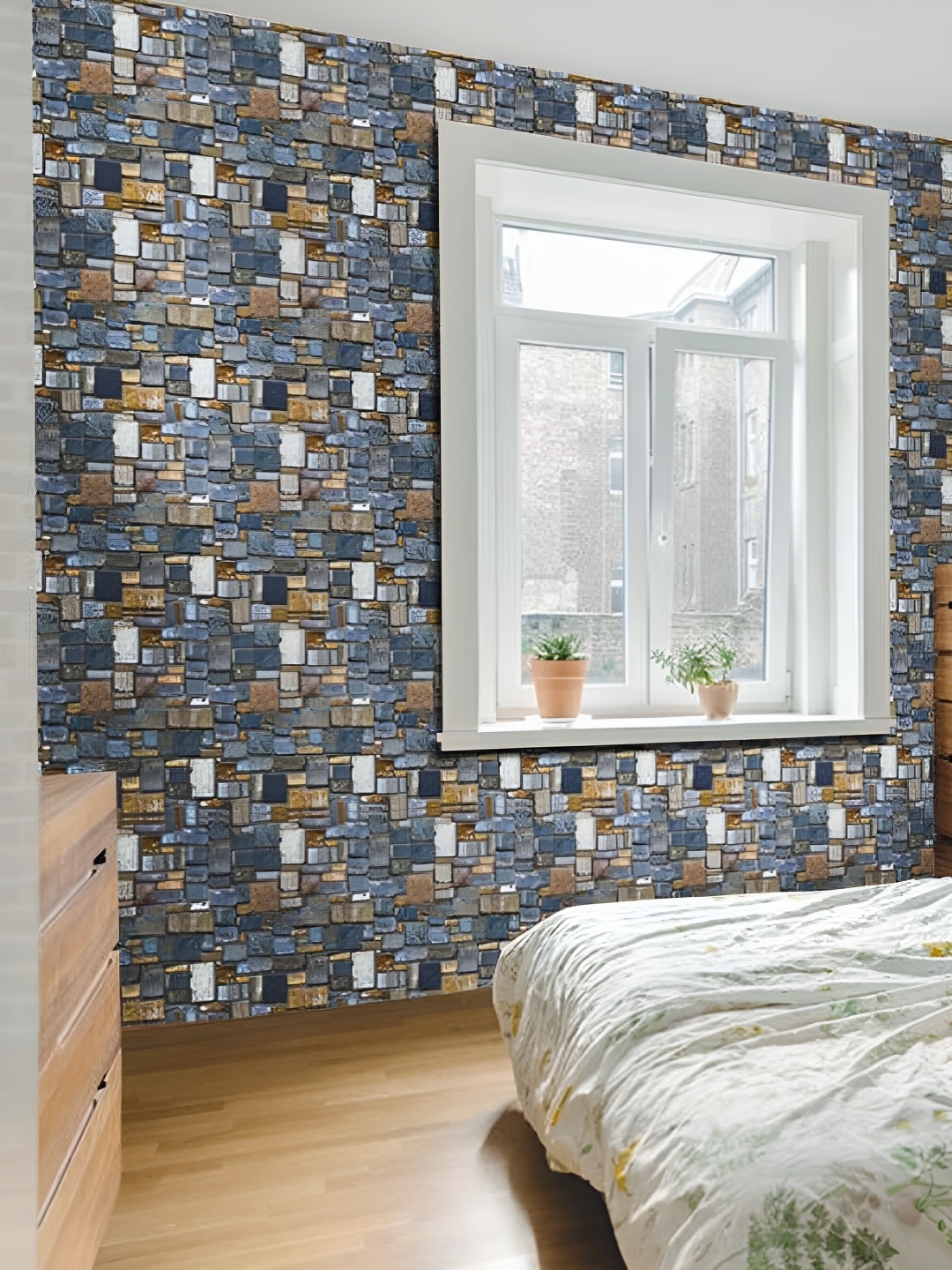

Asian royal Blue & White Printed Waterproof Wallpaper