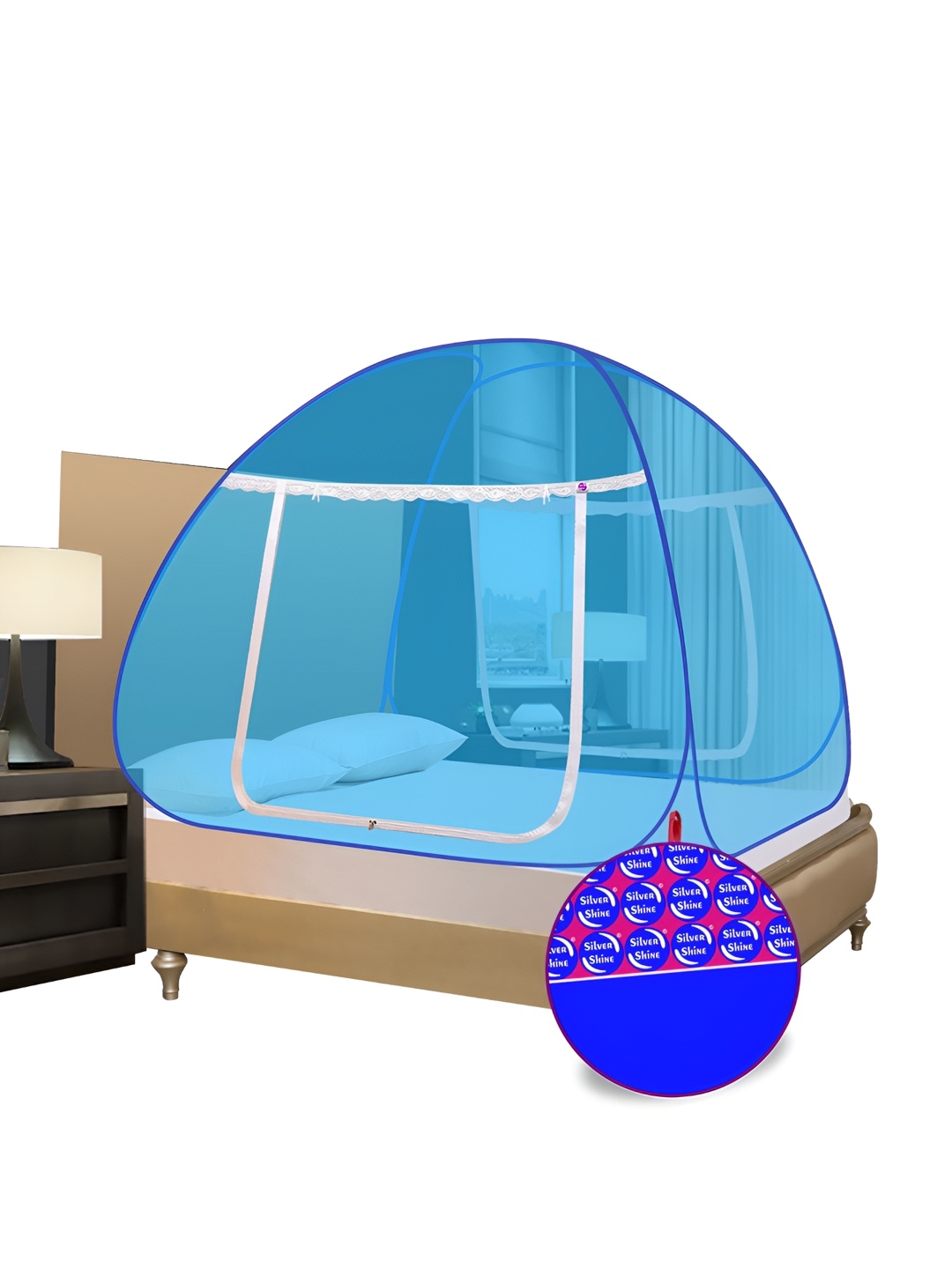 

Silver Shine Blue & White King Size Tent Mosquito Net