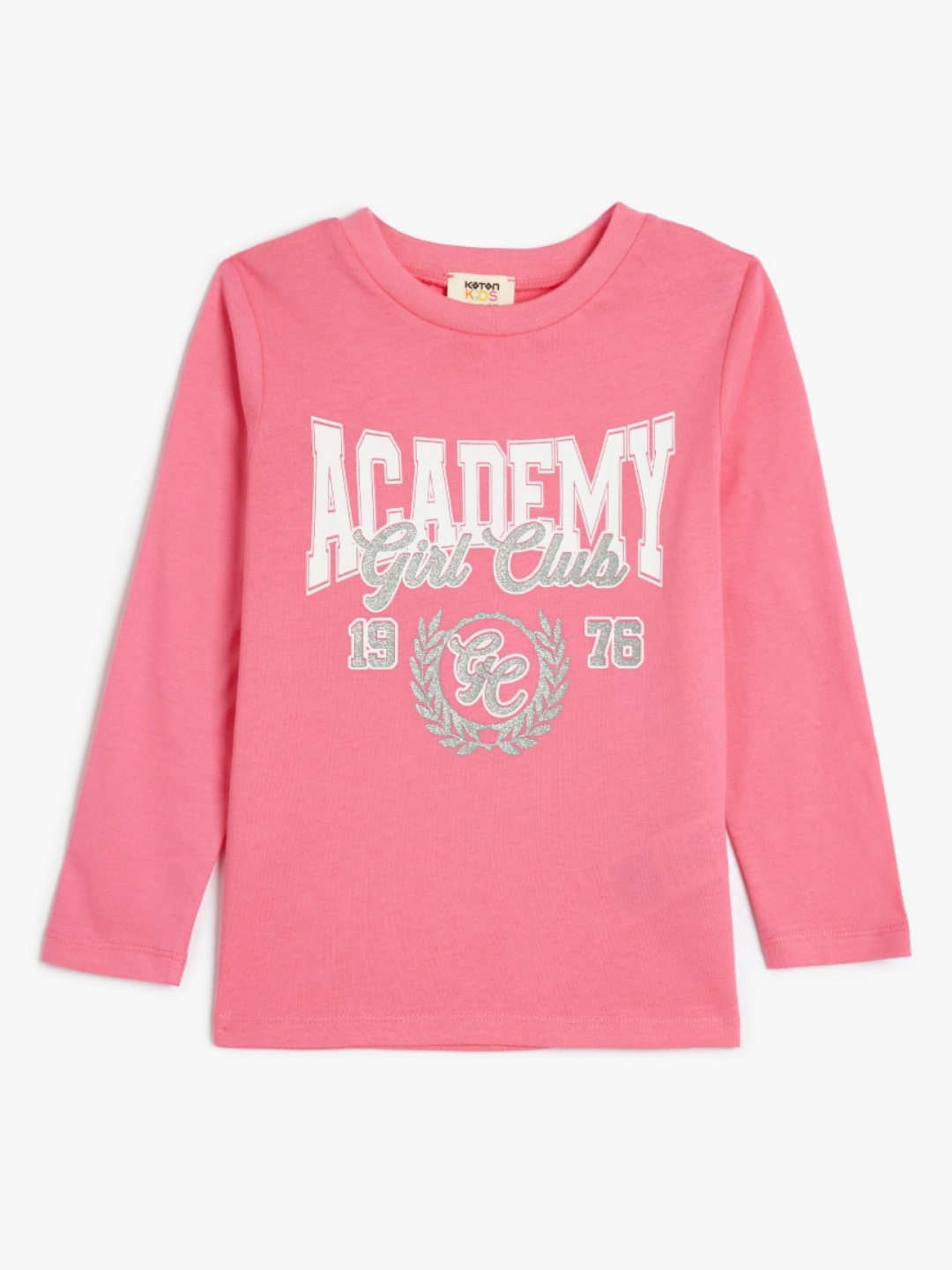 

Koton Girls Typography Printed Round Neck Cotton T-shirt, Pink