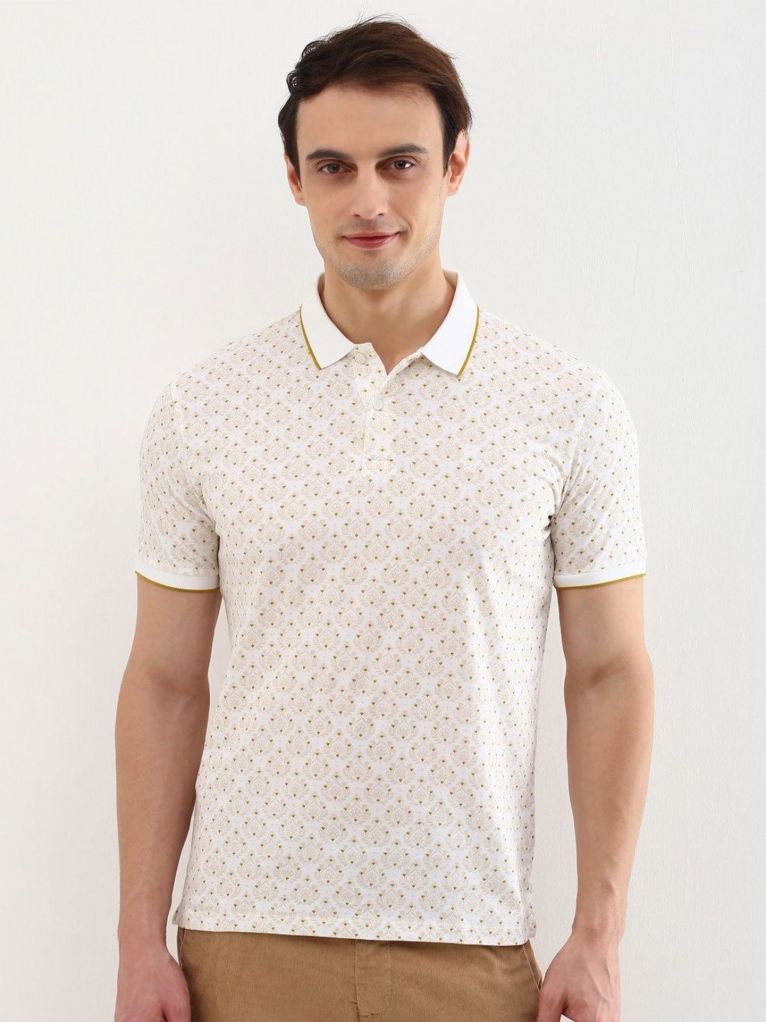 

Allen Solly Men Printed Polo Collar T-shirt, White
