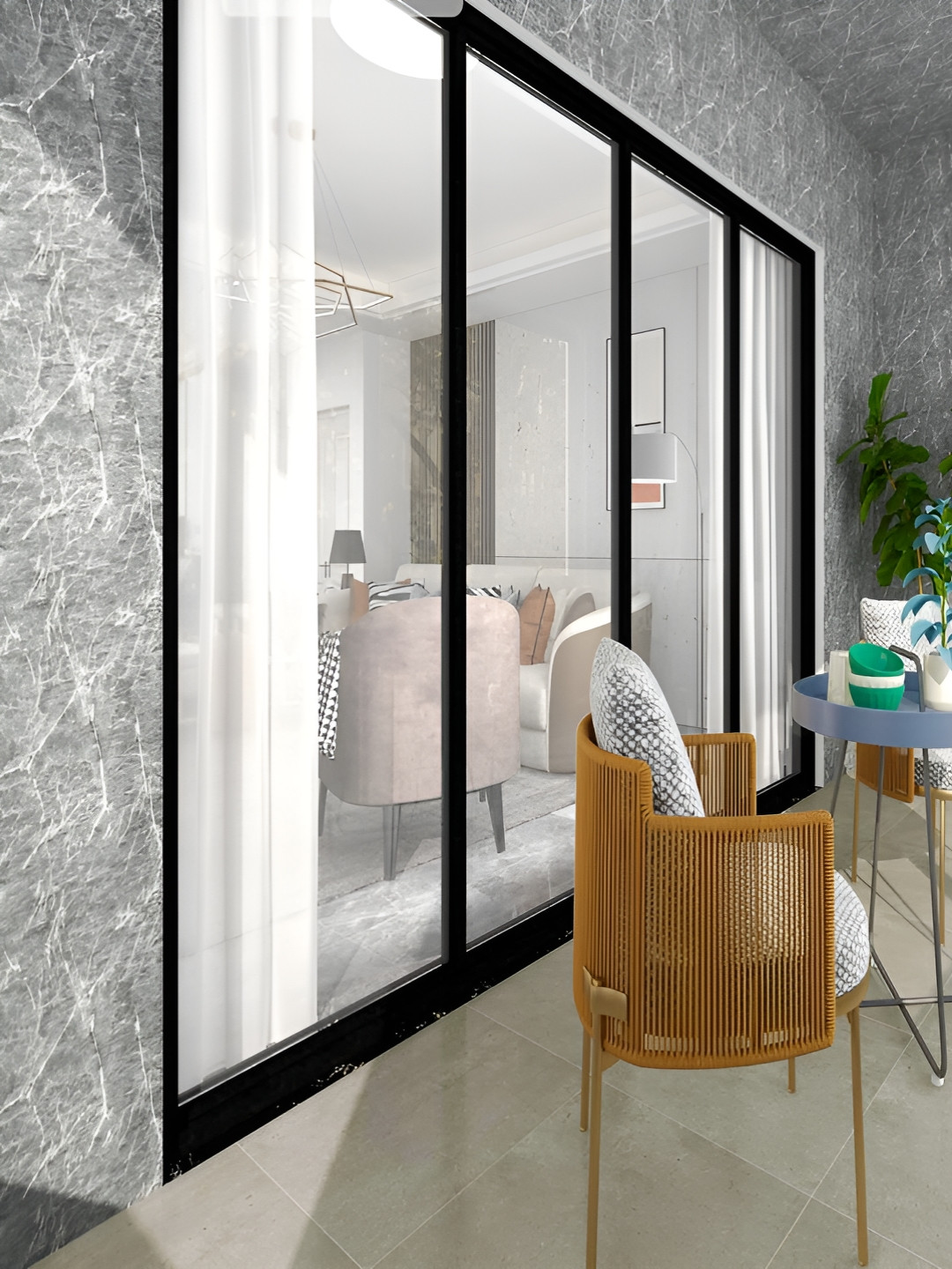 

Asian royal Black & White Printed Waterproof Wallpaper