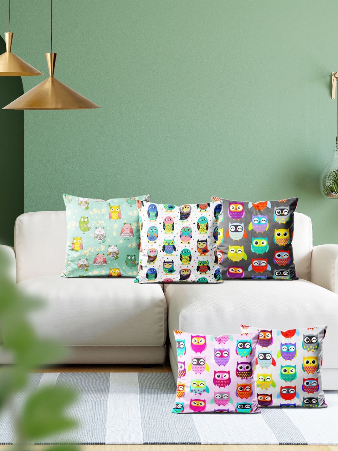 

ArtzFolio Multicoloured Set of 5 Velvet Square Cushion Covers, Multi