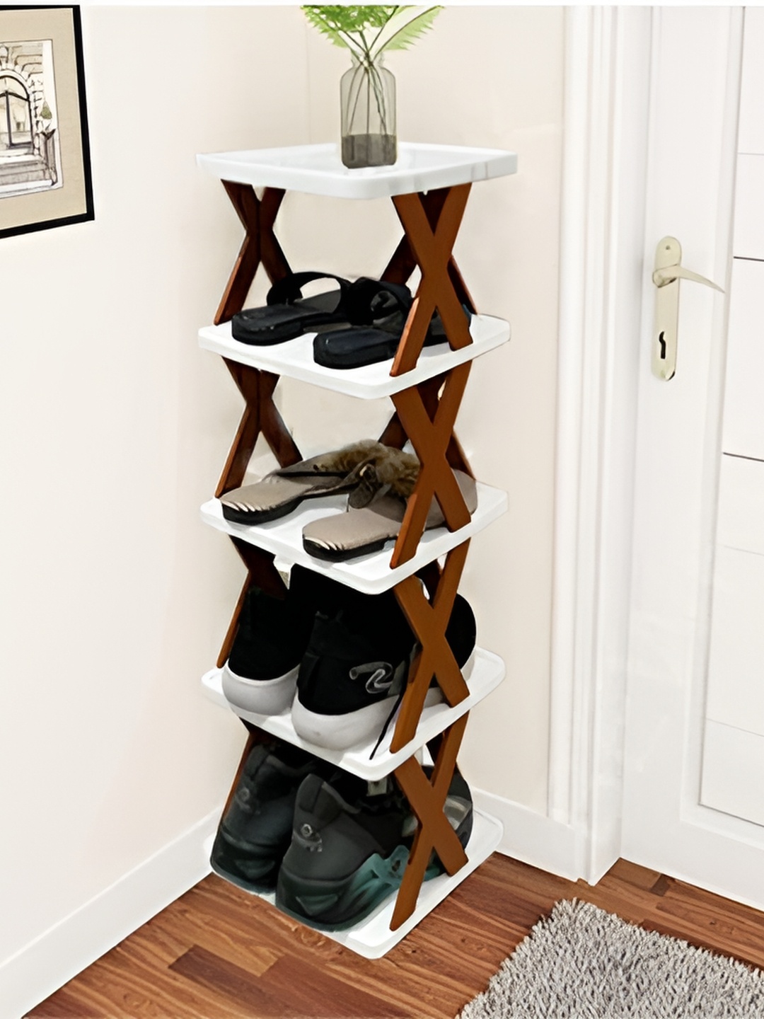 

Urban Choice Brown & White 5-Tier Foldable Storage Racks