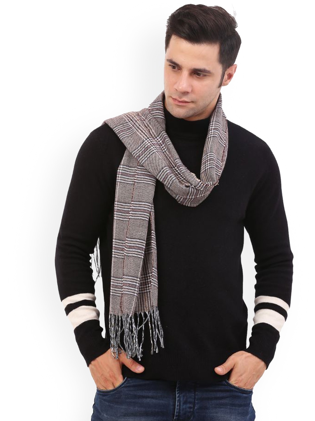 

Cazzano Men Checked Acrylic Mufflers, Grey