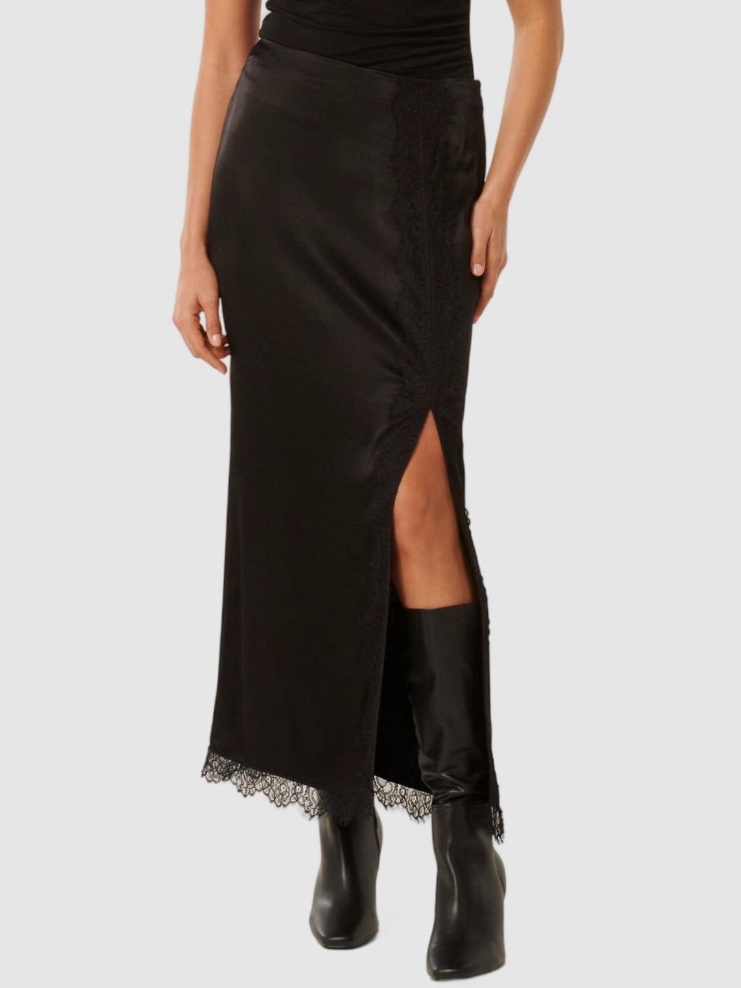 

Forever New Women Straight Lace Maxi Skirt, Black