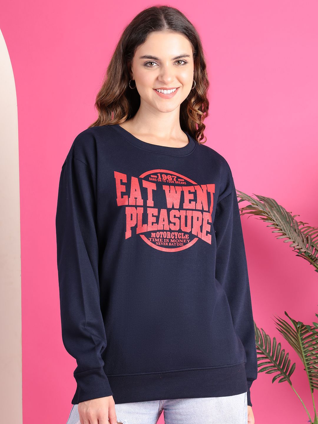 

MACK JONNEY Women Printed Sweatshirt, Blue