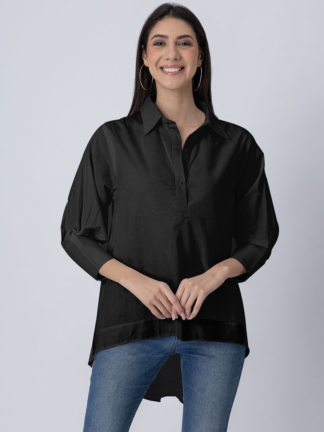 

Moomaya Women Opaque Casual Shirt, Black