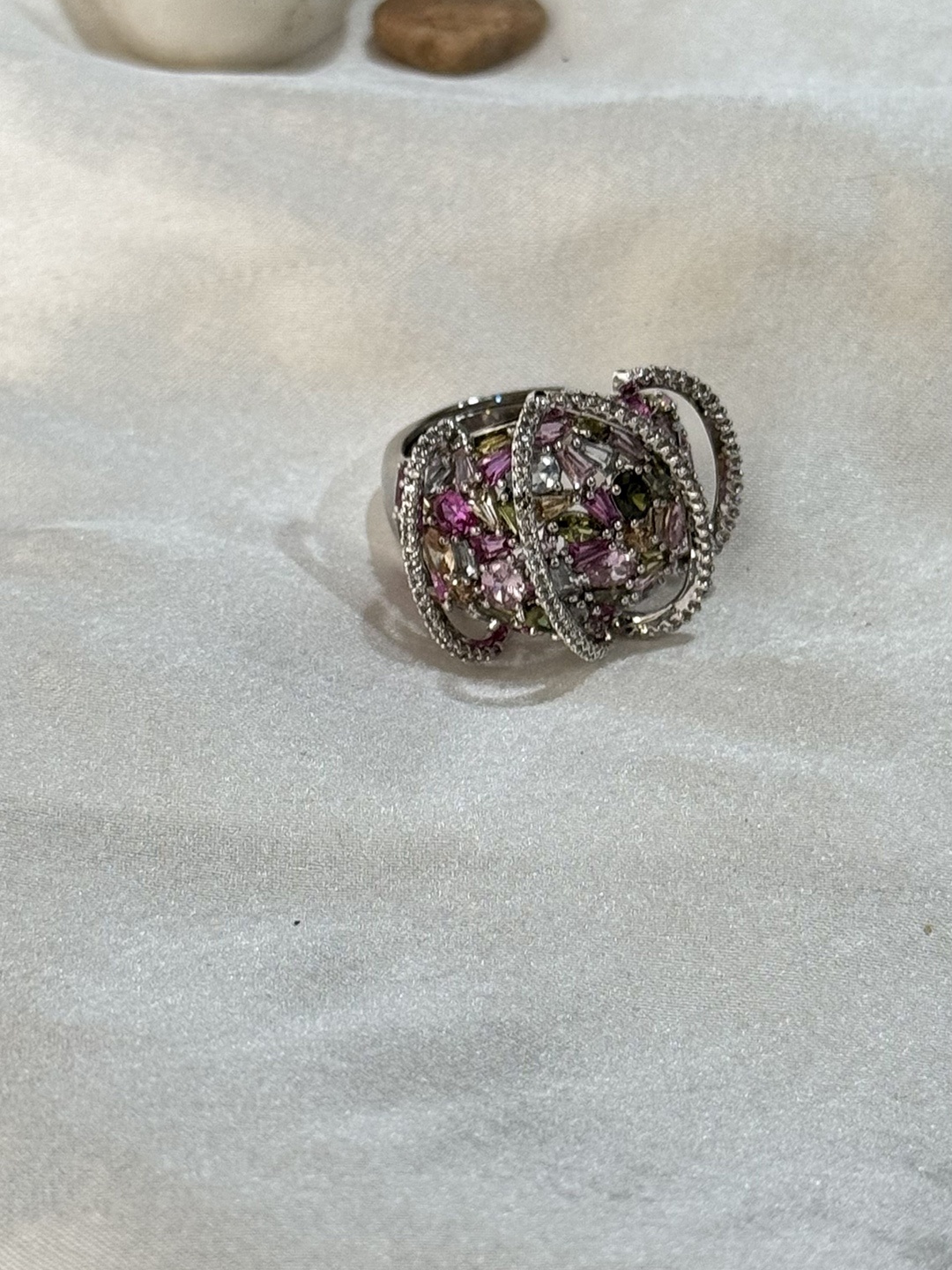 

The Jewellery Tale Silver Plated American Diamond Stone Studded Finger Ring