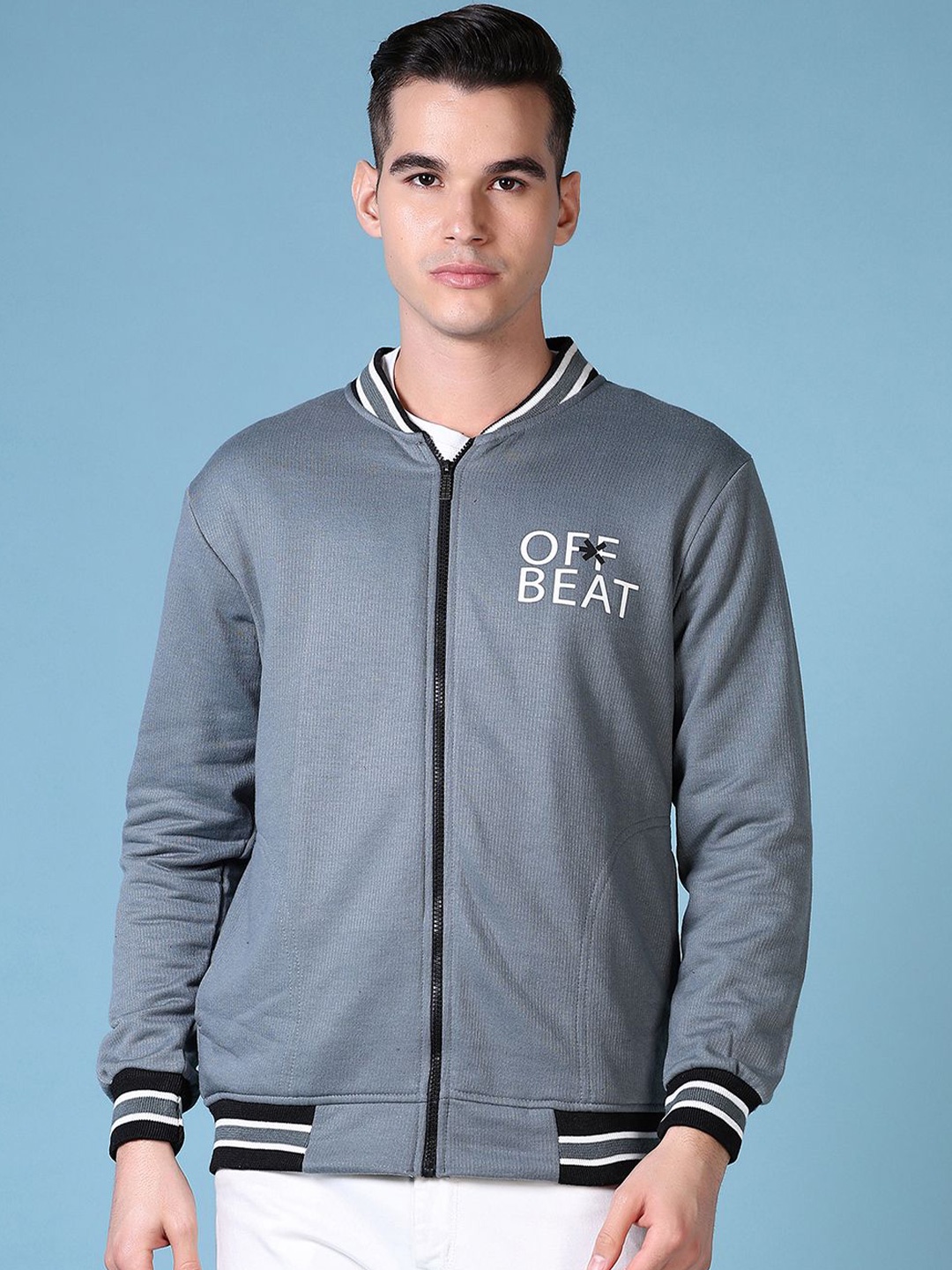 

V-Mart Men Printed Henley Neck Cotton Sweatshirt, Grey
