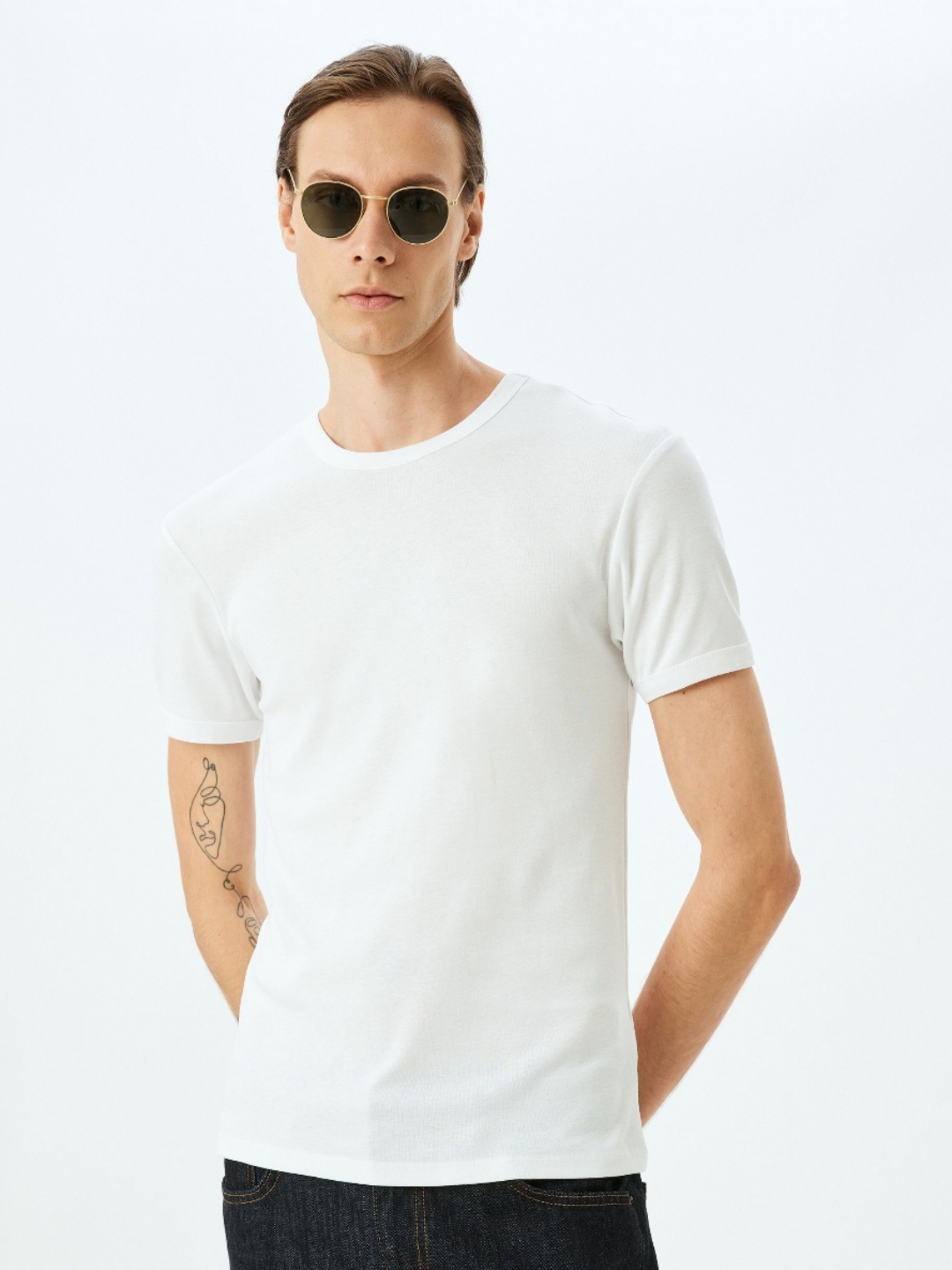 

Koton Men Solid Round Neck Cotton T-shirt, White