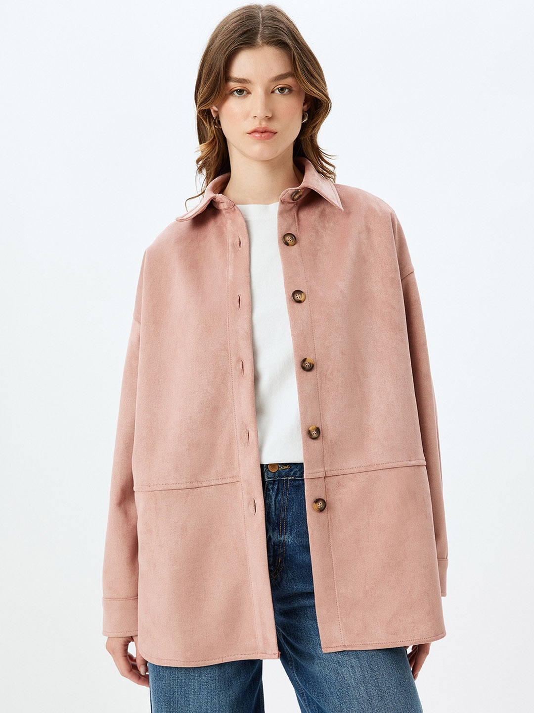 

Koton Women Longline Tailored Jacket, Pink