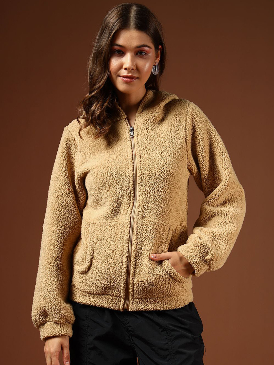 

The Dry State Women Open Front Jacket, Camel brown