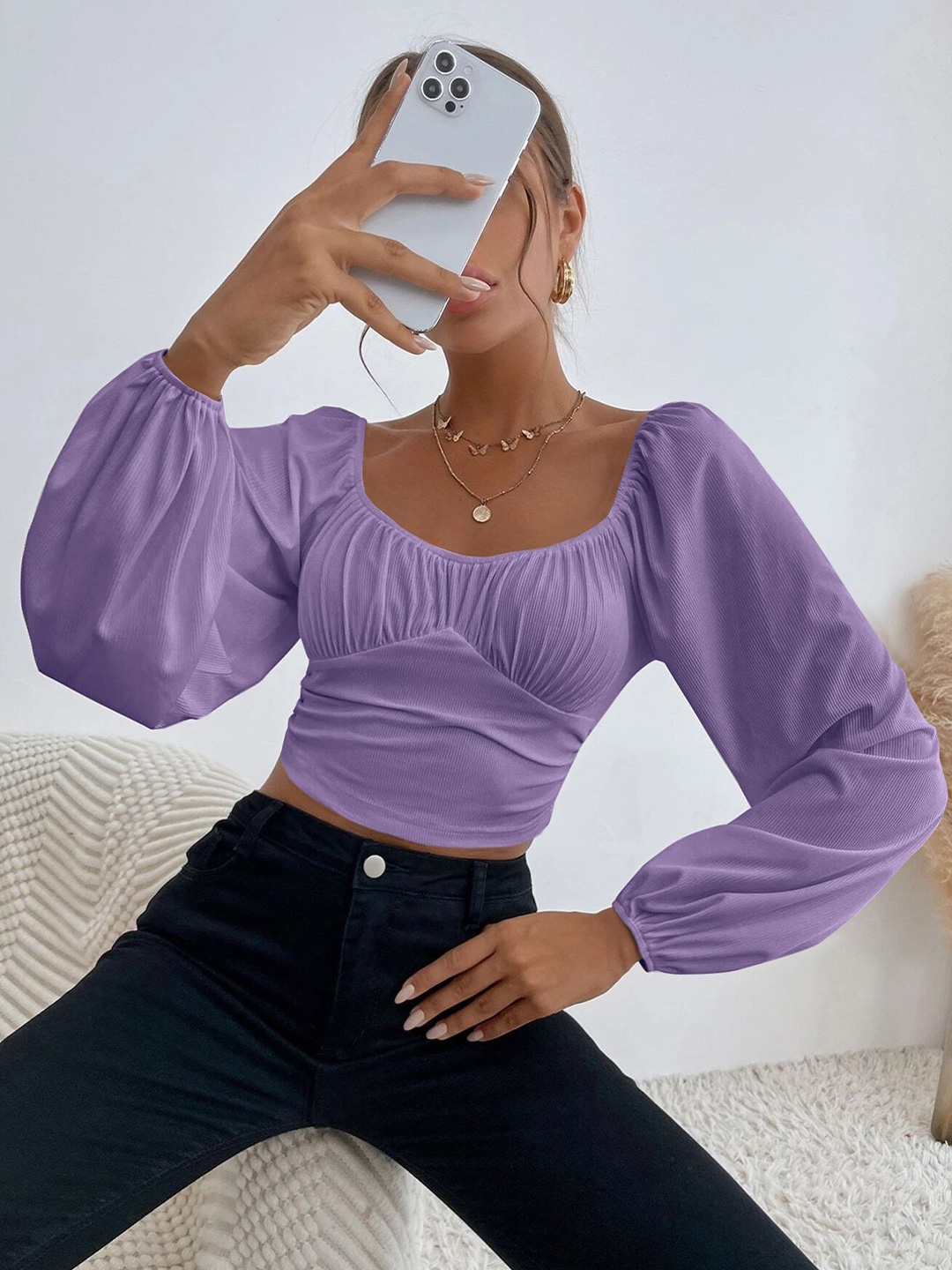 

StyleCast x Revolte Women Scoop Neck Tank Crop Top, Purple